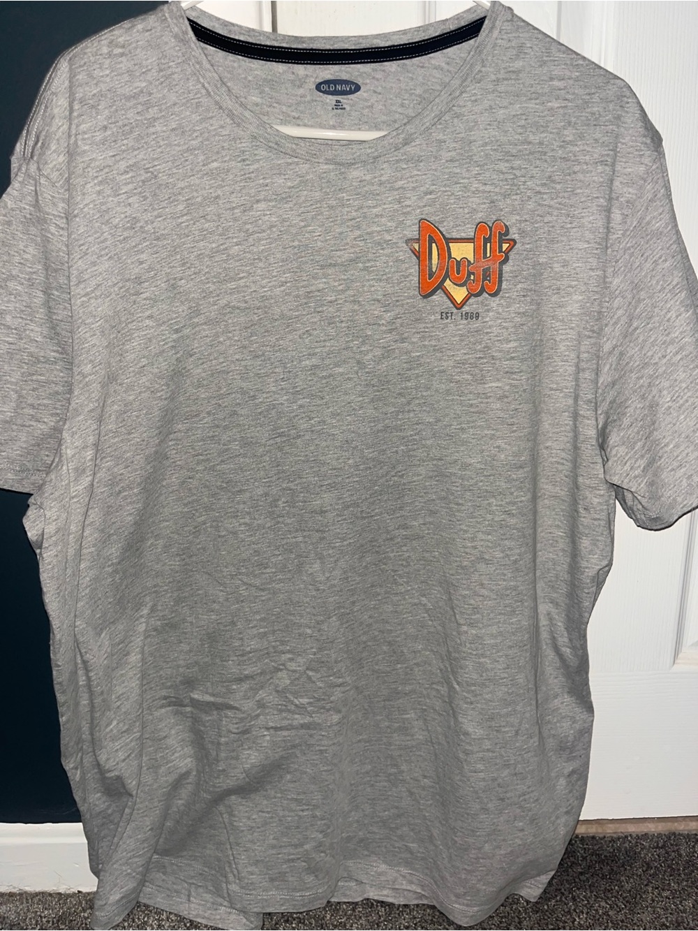 Old Navy Gray T-Shirt with Orange Duff Logo